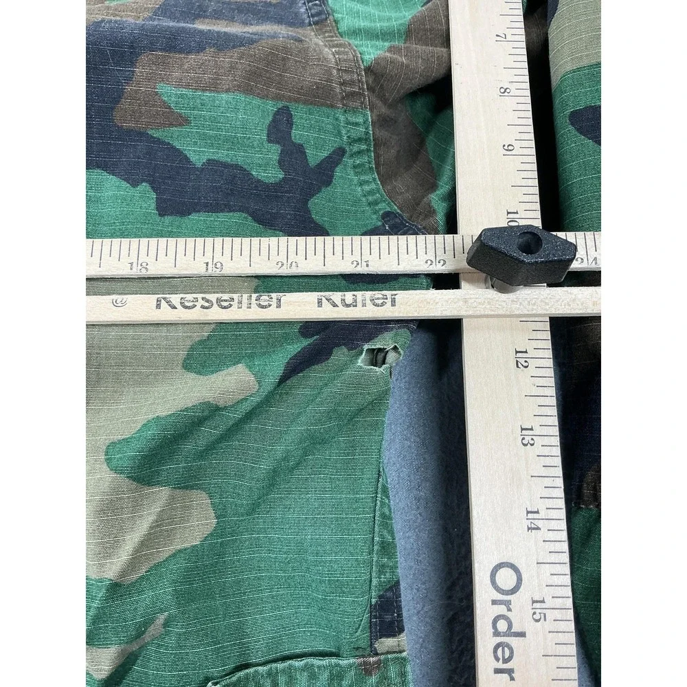 Vintage US Military Jacket Mens Medium Regular Woodland Camo BDU Patches‎ 90s